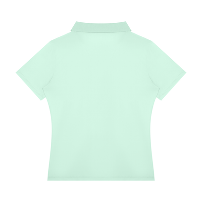 Women's Color Block Polo Shirt in mint green, alternate angle