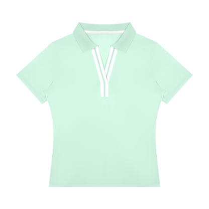 Women's Color Block Polo Shirt in mint green