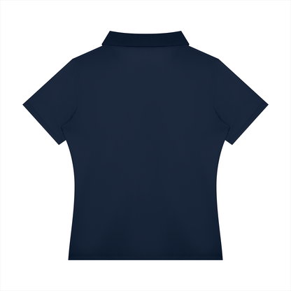 Women's Color Block Polo Shirt in navy blue, alternate angle