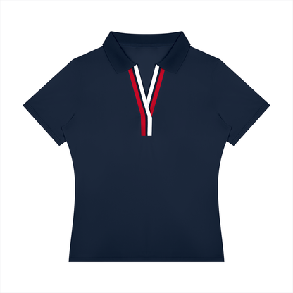 Women's Color Block Polo Shirt in navy blue
