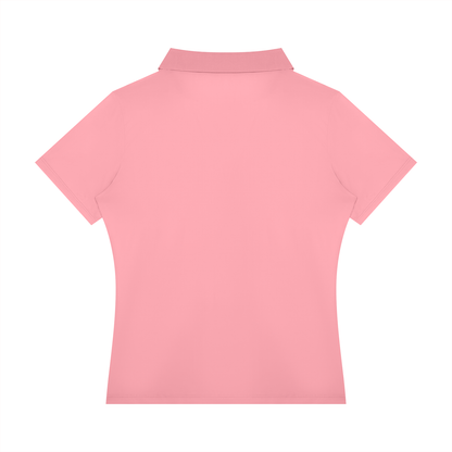 Women's Color Block Polo Shirt in pink, alternate angle