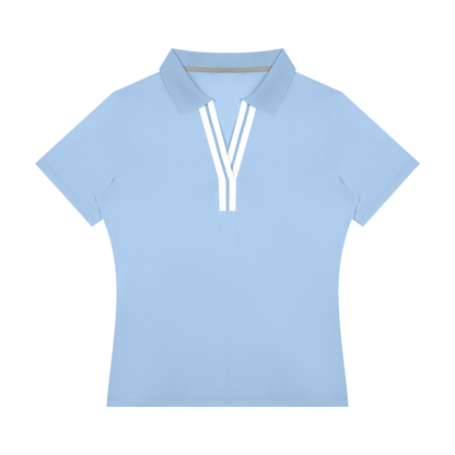 Women's Color Block Polo Shirt in sky blue