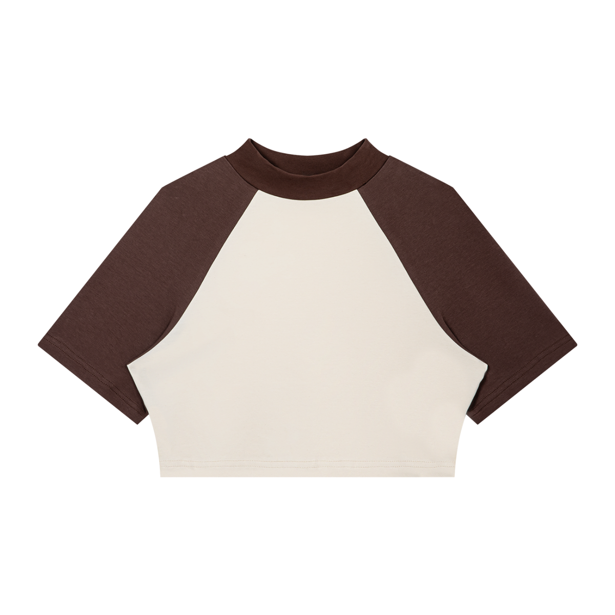 Women's Color Block Raglan Crop T-Shirt in apricot with coffee