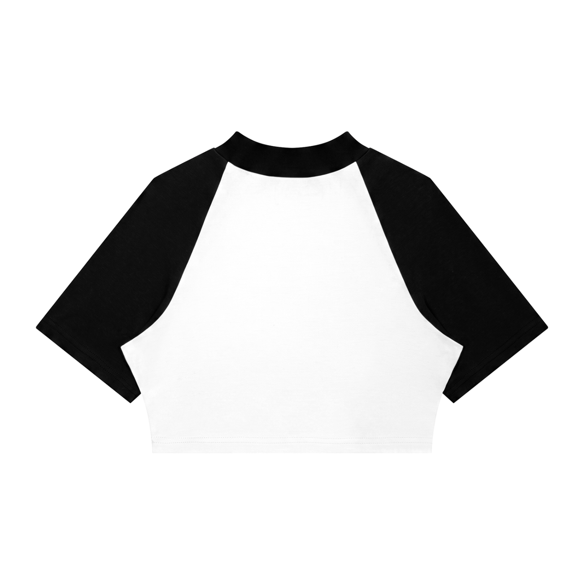 Women's Color Block Raglan Crop T-Shirt in white with black, alternate angle