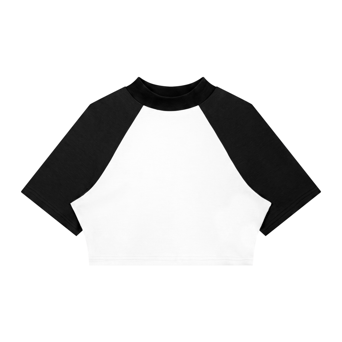 Women's Color Block Raglan Crop T-Shirt in white with black