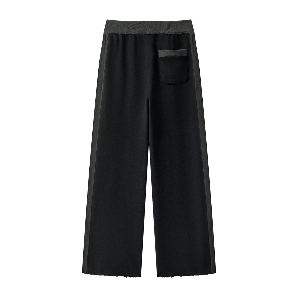 Women's Color Block Raw Hem Sweatpants in black, alternate angle