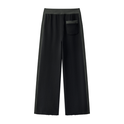 Women's Color Block Raw Hem Sweatpants in black, alternate angle