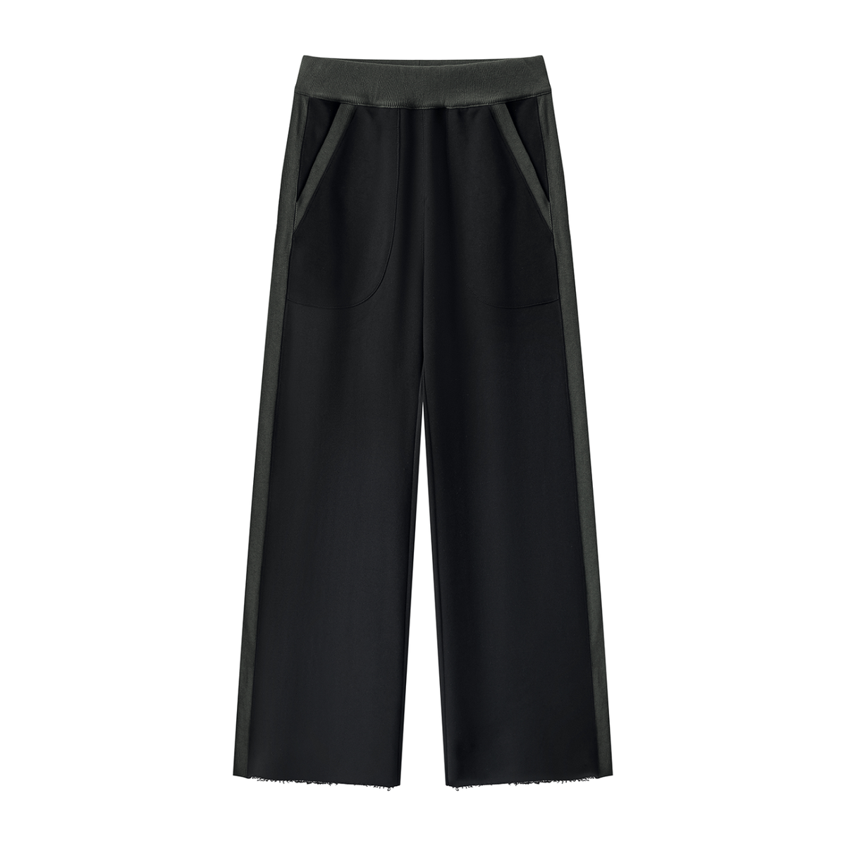 Women's Color Block Raw Hem Sweatpants in black