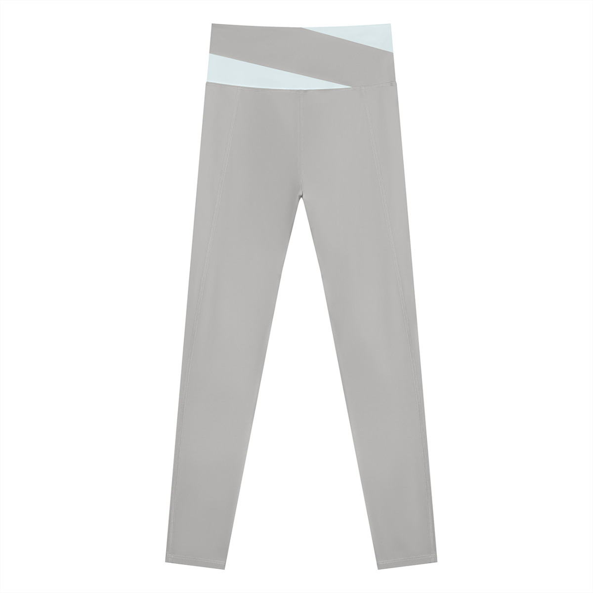 Women's Color Block Yoga Leggings in light gray with light blue, alternate angle