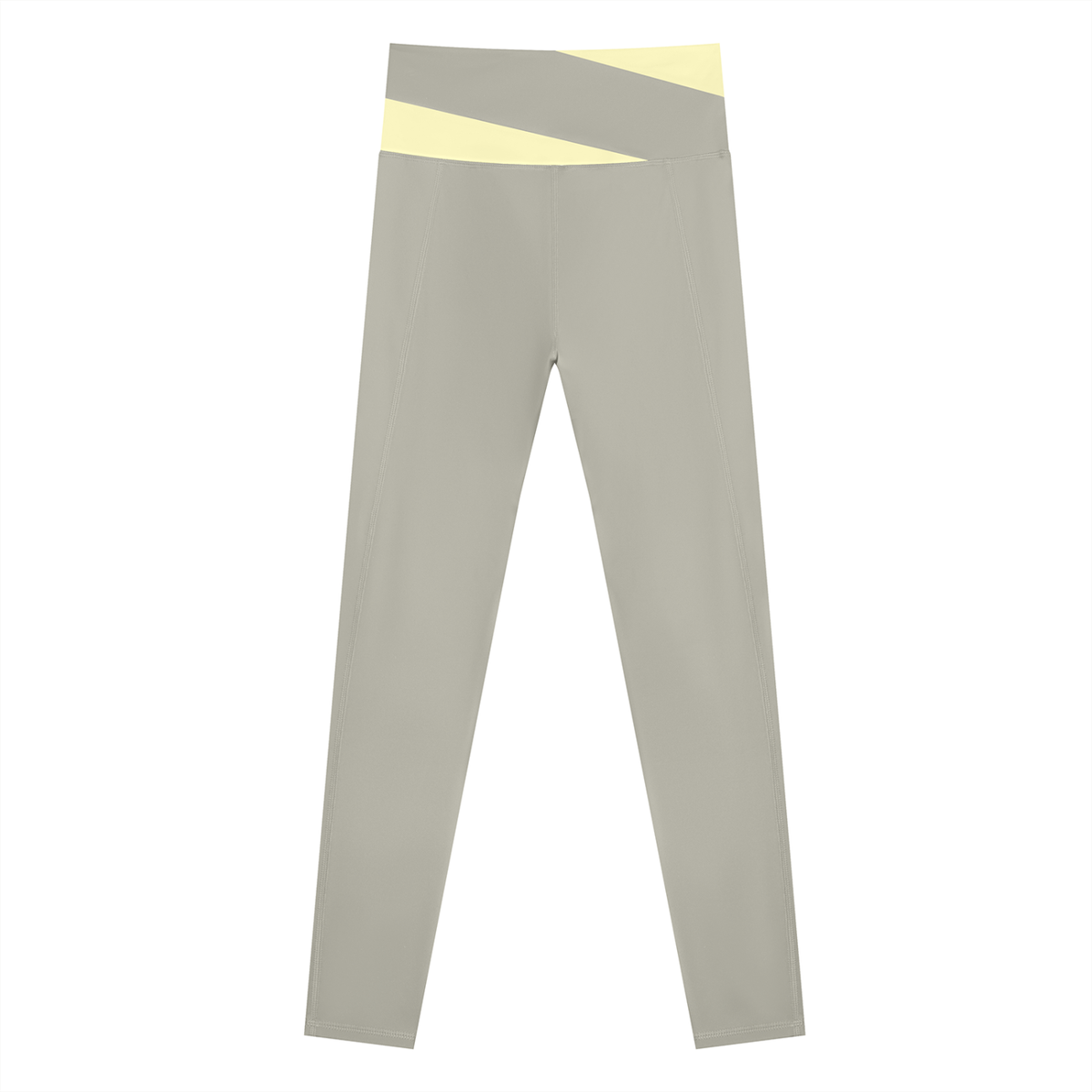 Women's Color Block Yoga Leggings in light gray with light yellow, alternate angle
