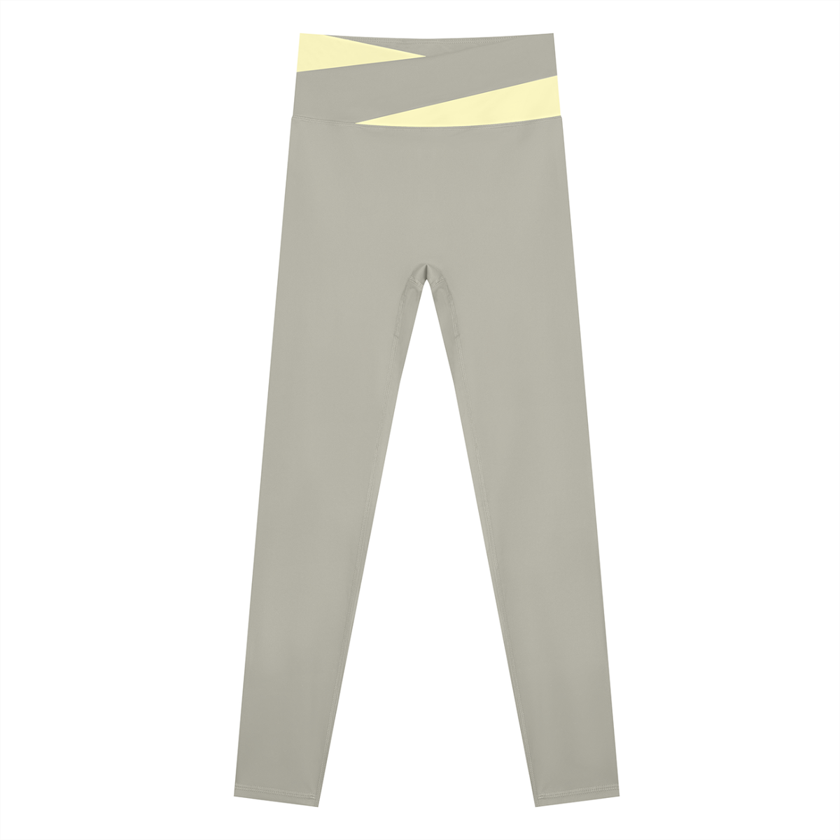 Women's Color Block Yoga Leggings in light gray with light yellow