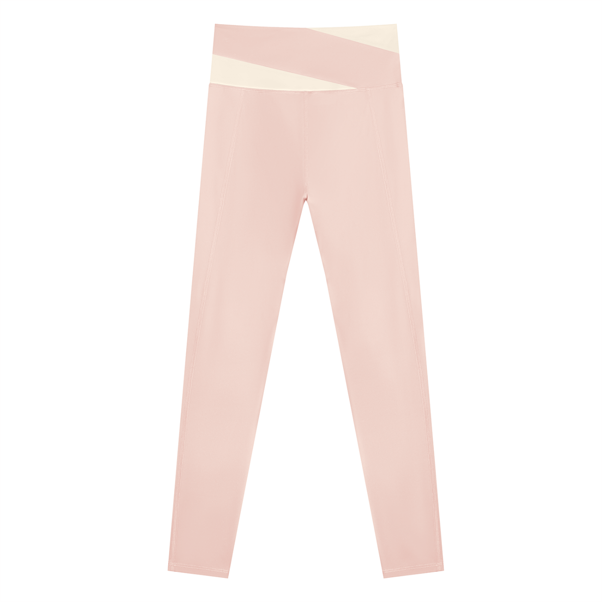 Women's Color Block Yoga Leggings in light pink with apricot, alternate angle