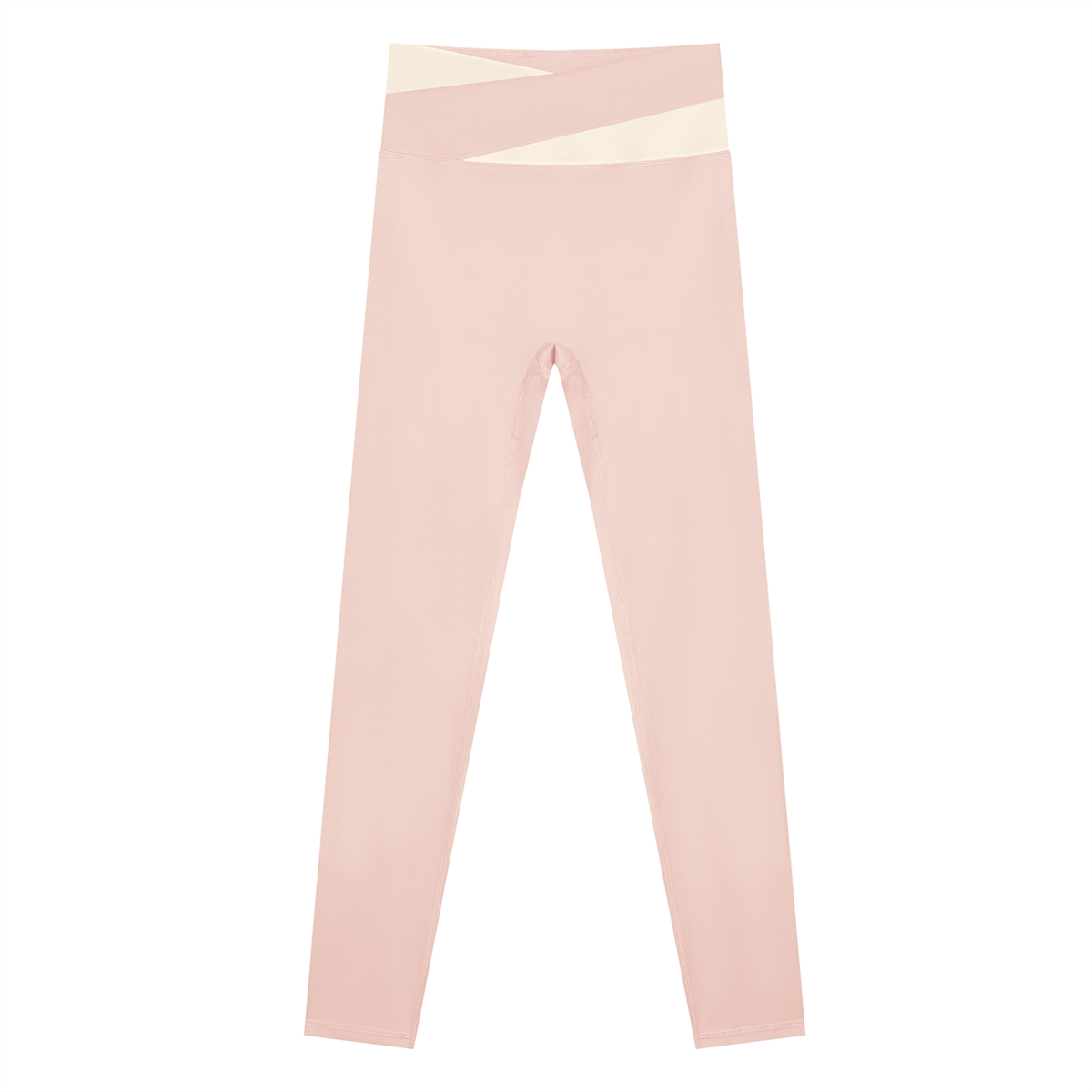 Women's Color Block Yoga Leggings in light pink with apricot