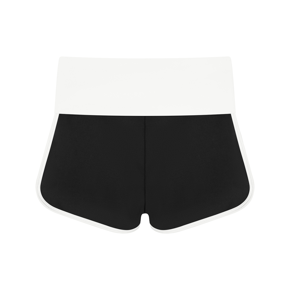 Women's Color Block Yoga Shorts in black with white, alternate angle