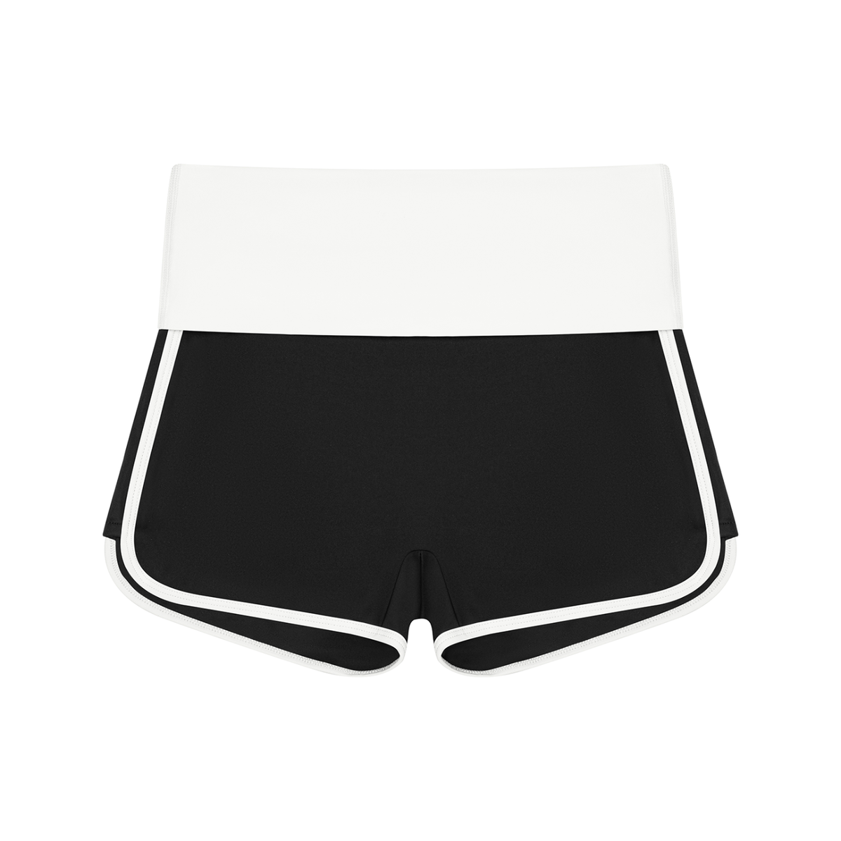 Women's Color Block Yoga Shorts in black with white