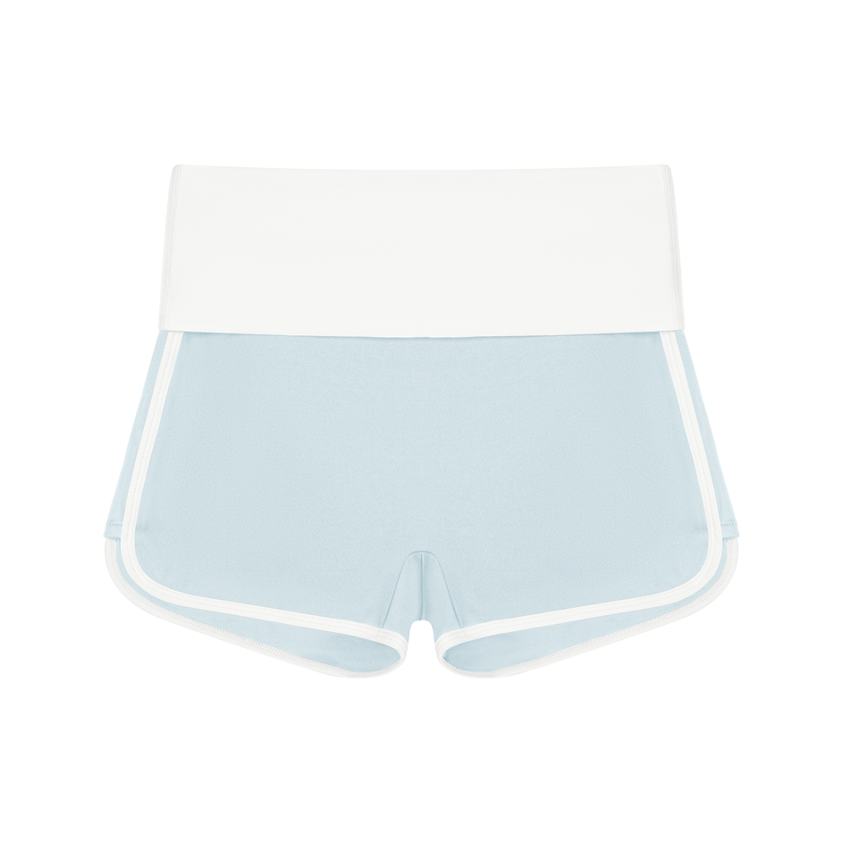 Women's Color Block Yoga Shorts in sky blue with white