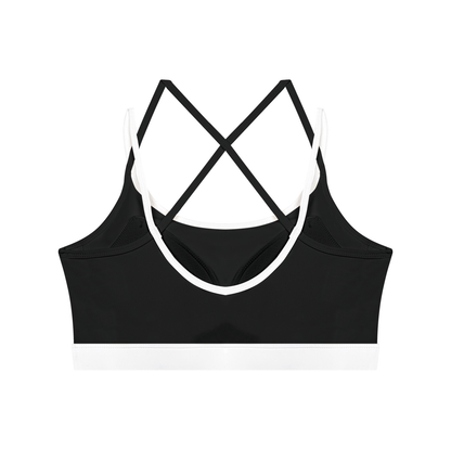 Women's Color Block Yoga Sports Bra in black, alternate angle