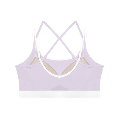 Women's Color Block Yoga Sports Bra in light purple, alternate angle