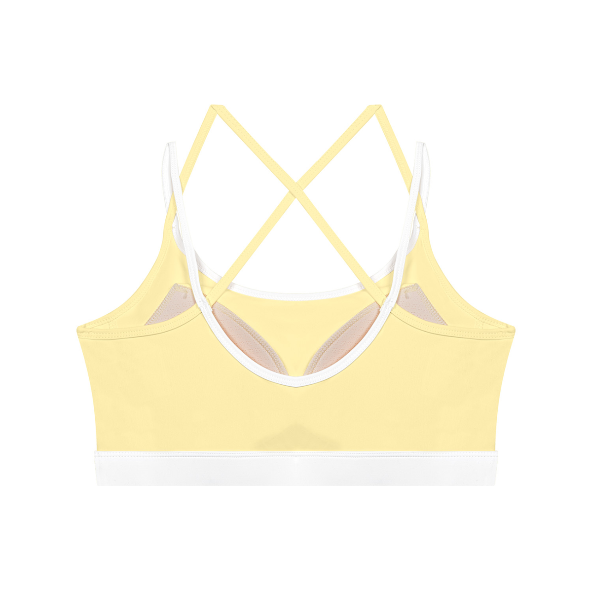 Women's Color Block Yoga Sports Bra in light yellow, alternate angle