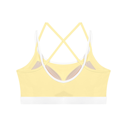 Women's Color Block Yoga Sports Bra in light yellow, alternate angle