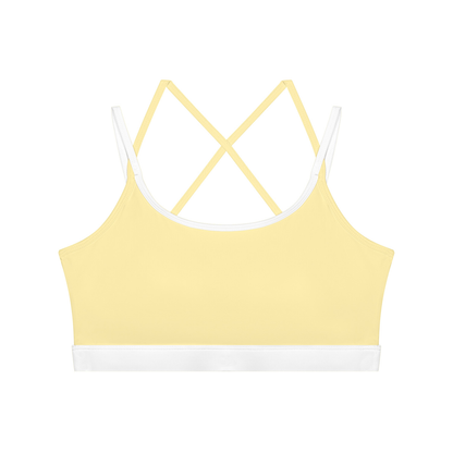 Women's Color Block Yoga Sports Bra in light yellow