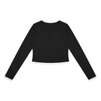Women's Color Block Yoga Sports Jacket in black, alternate angle