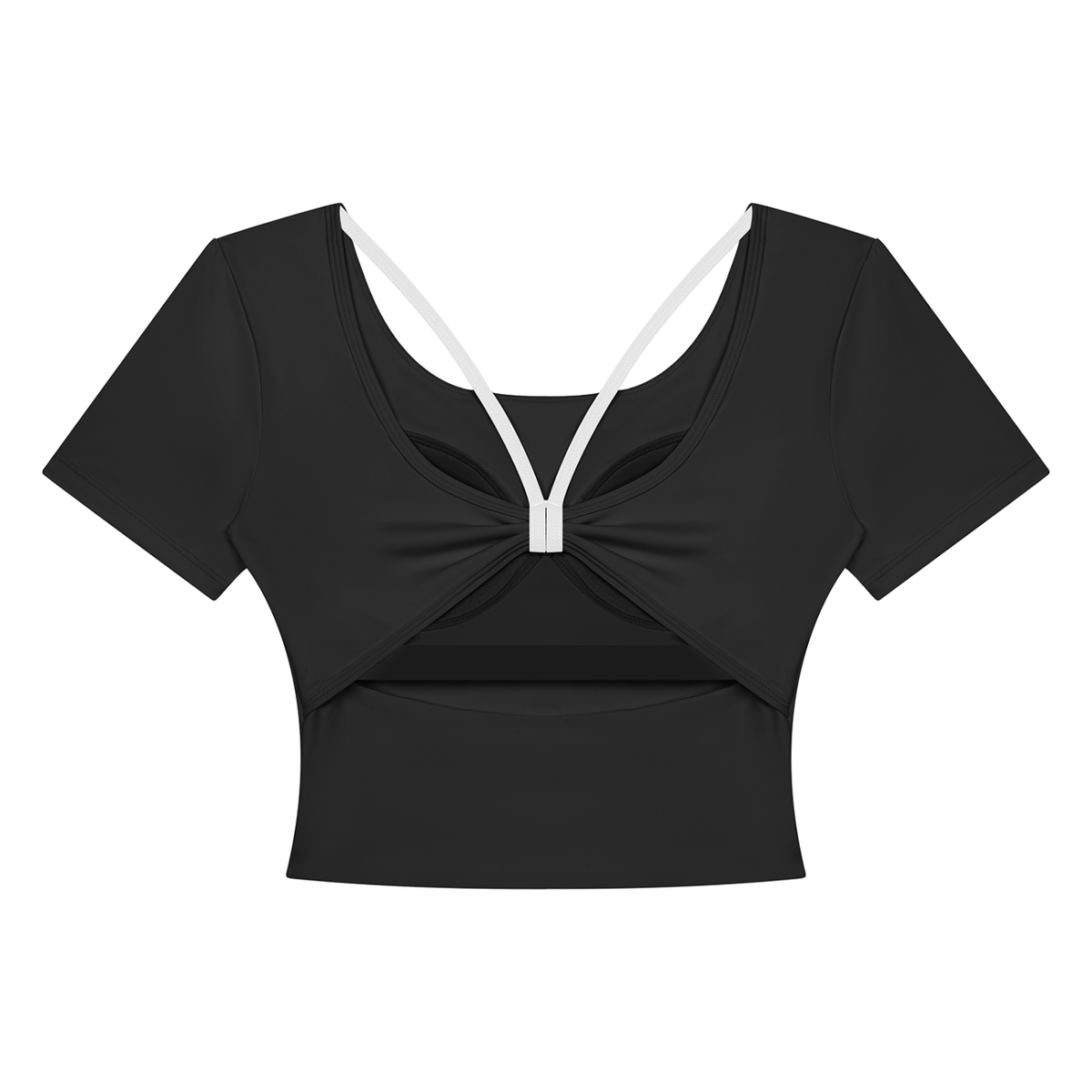 Women's Color Block Yoga T-Shirt in black, alternate angle