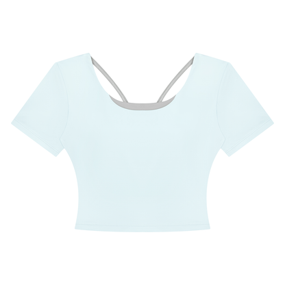 Women's Color Block Yoga T-Shirt in light blue