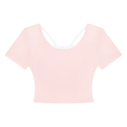 Women's Color Block Yoga T-Shirt in light pink