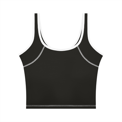 Women's Color Block Yoga Tank Top in black, alternate angle