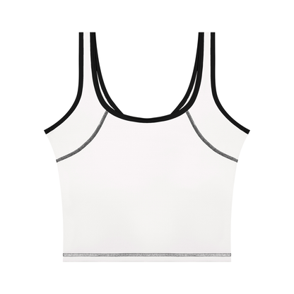 Women's Color Block Yoga Tank Top in white, alternate angle