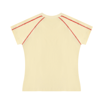 Women's Contrast Stitch Raglan T-Shirt in apricot, alternate angle