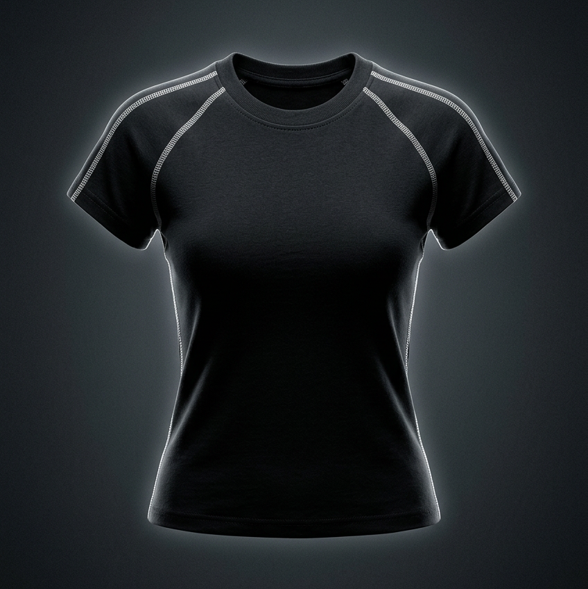 Women's Contrast Stitch Raglan T-Shirt in black