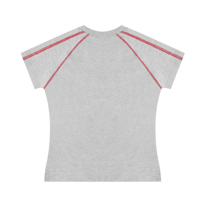 Women's Contrast Stitch Raglan T-Shirt in flower gray, alternate angle