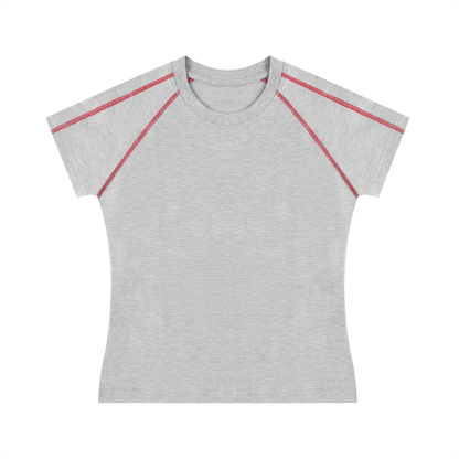 Women's Contrast Stitch Raglan T-Shirt in flower gray