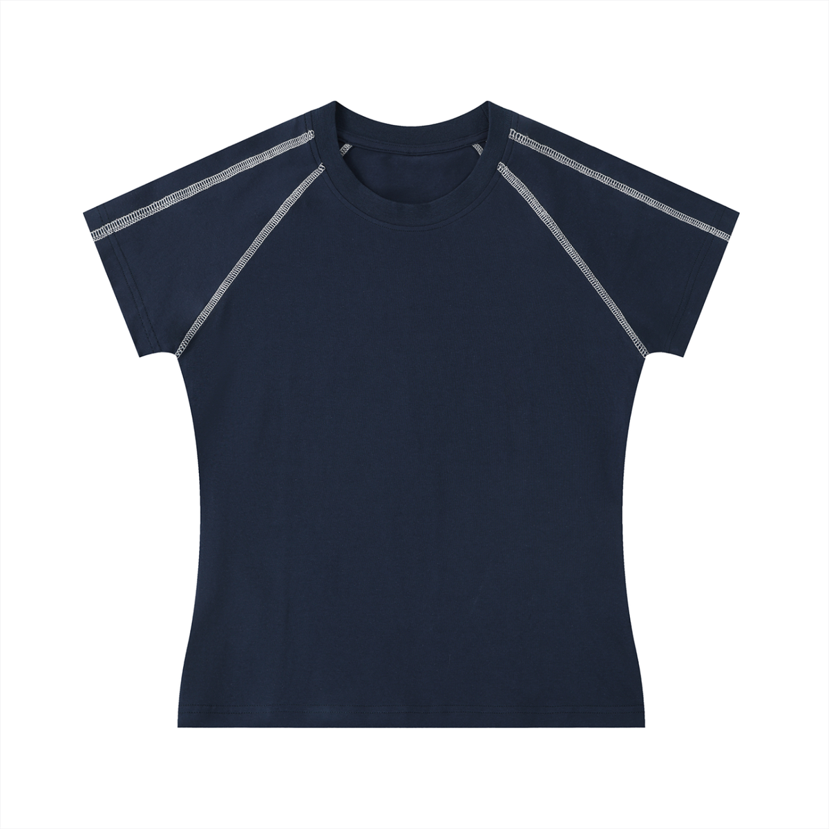 Women's Contrast Stitch Raglan T-Shirt in navy blue