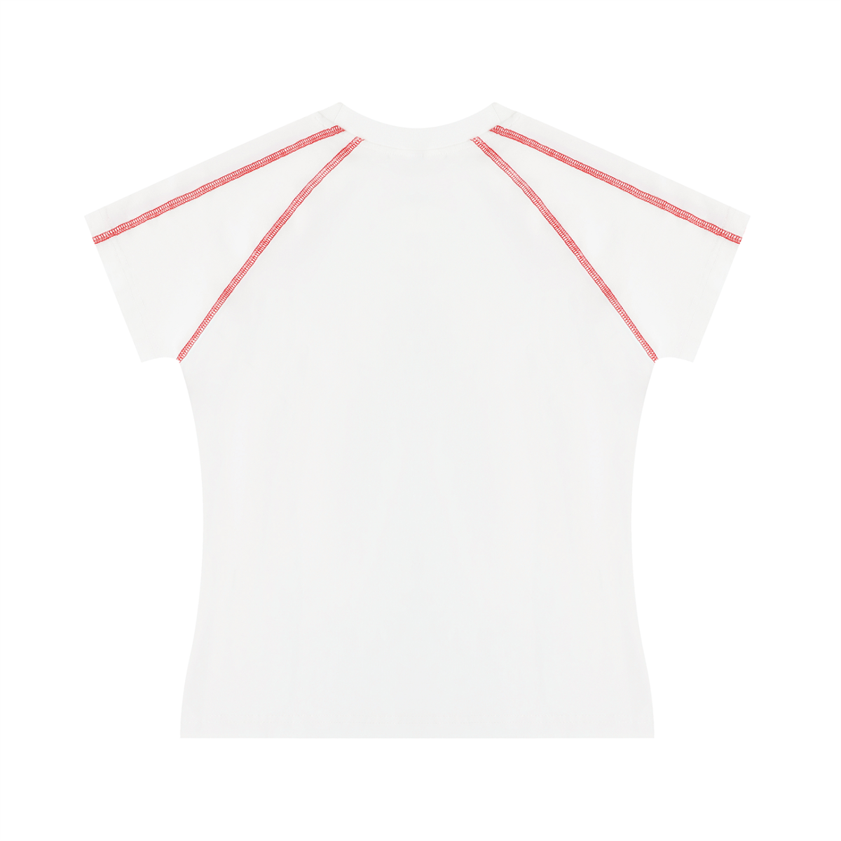 Women's Contrast Stitch Raglan T-Shirt in white, alternate angle