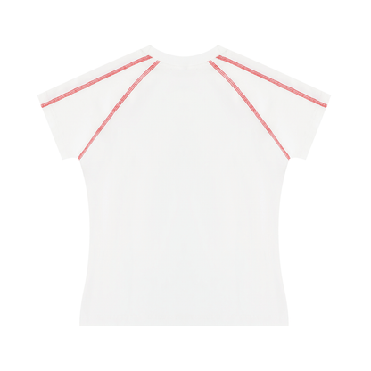 Women's Contrast Stitch Raglan T-Shirt in white, alternate angle