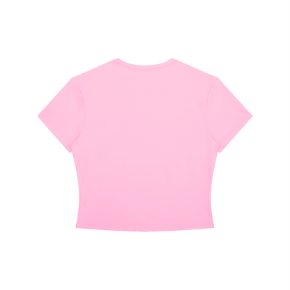 Women's Crewneck Crop T-Shirt in pink, alternate angle