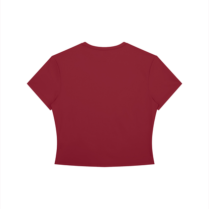Women's Crewneck Crop T-Shirt in red, alternate angle
