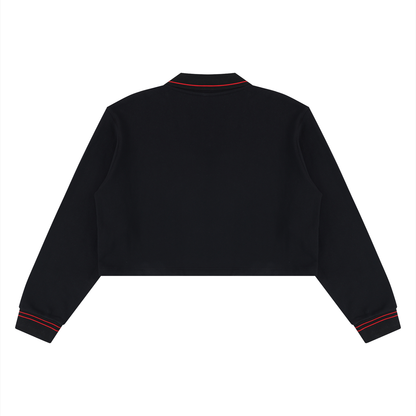Women's Crop Collared Sweatshirt in black, alternate angle