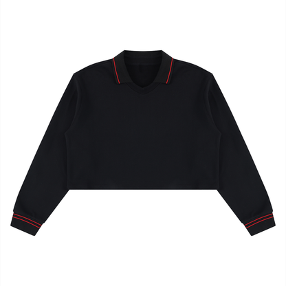 Women's Crop Collared Sweatshirt in black
