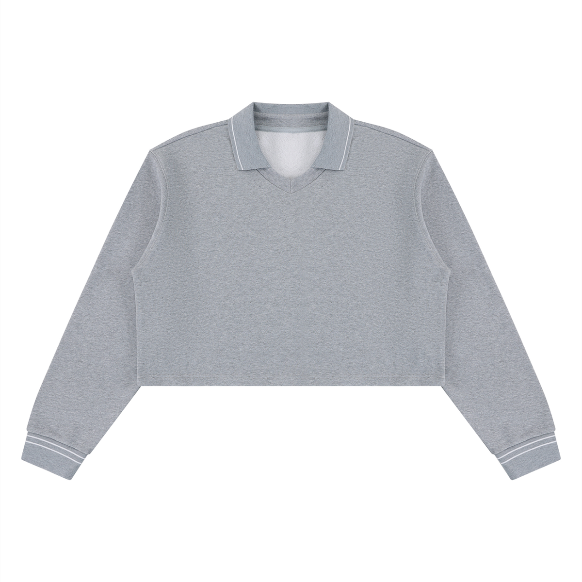 Women's Crop Collared Sweatshirt in flower gray