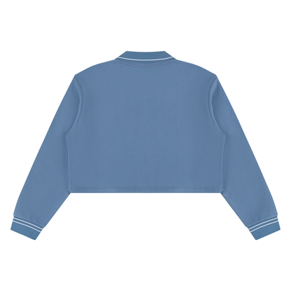 Women's Crop Collared Sweatshirt in haze blue, alternate angle