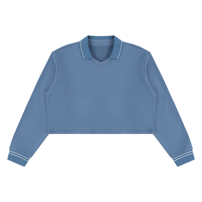 Women's Crop Collared Sweatshirt in haze blue
