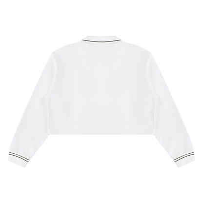 Women's Crop Collared Sweatshirt in white, alternate angle