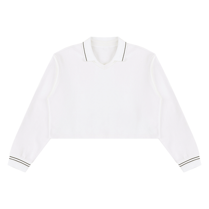 Women's Crop Collared Sweatshirt in white
