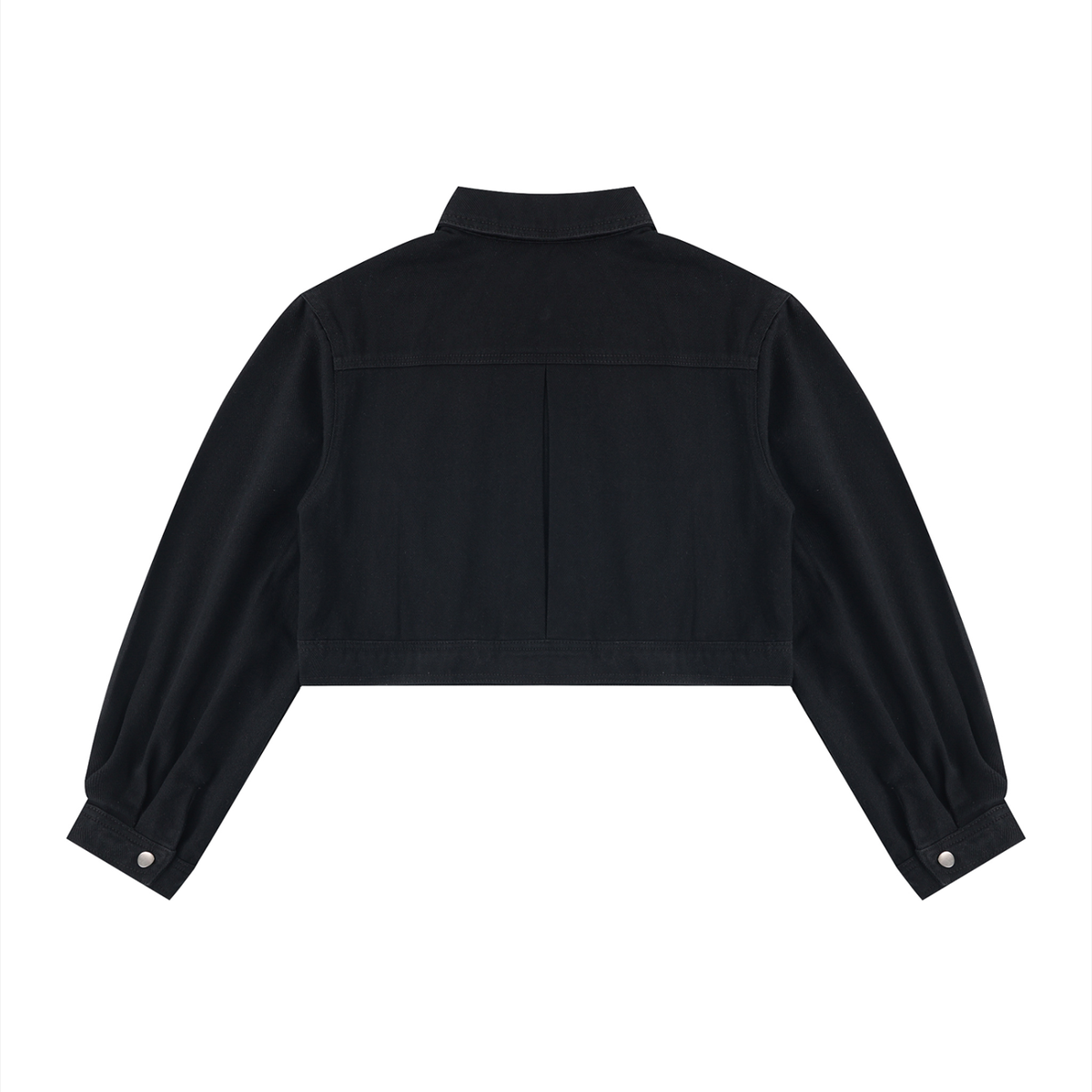 Women's Crop Denim Jacket in black, alternate angle