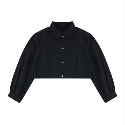 Women's Crop Denim Jacket in black