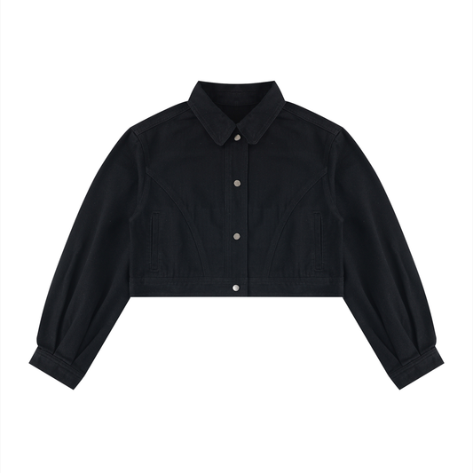 Women's Crop Denim Jacket in black